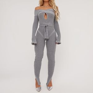 Ego Grey Knit Jumpsuit